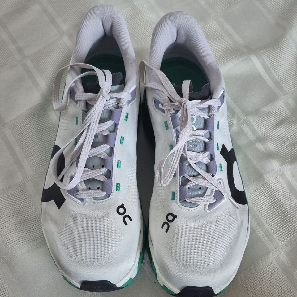 On Running White and Teal Women's Sneakers - Picture 14 of 16